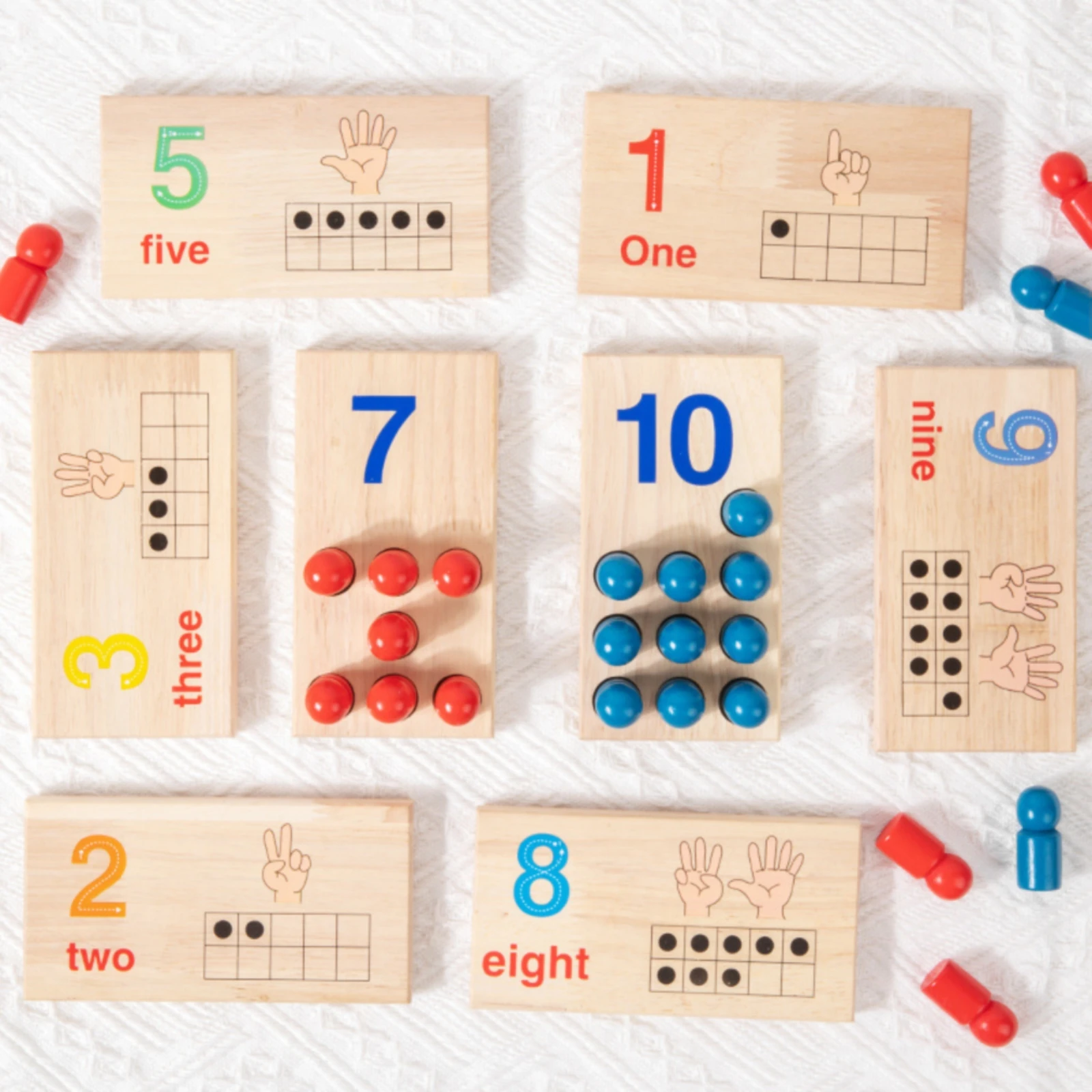10 Pieces Ten-Frame Counting Board with Pegs Color-Coded Early Learning Number Board Ten Frame Math Game Hands-On