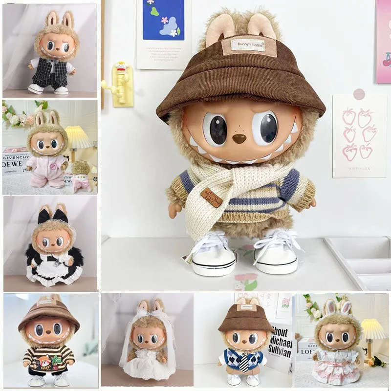 For 38cm Labubu Mokoko Only Only clothes Series Vinyl Cute Fashion Spring Strap Pants Pajama Doll Cosplay Accessories Gift