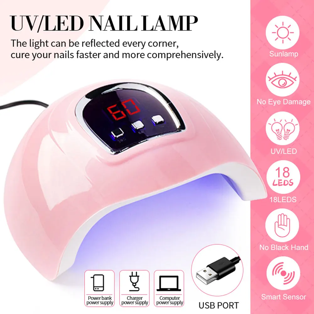 초보자용 네일아트 DIY 디자인 UV 젤 세트 (퀵 빌딩 익스텐션, UV 램프 & 매직 미러 파우더 포함, 매니큐어 살롱 도구)