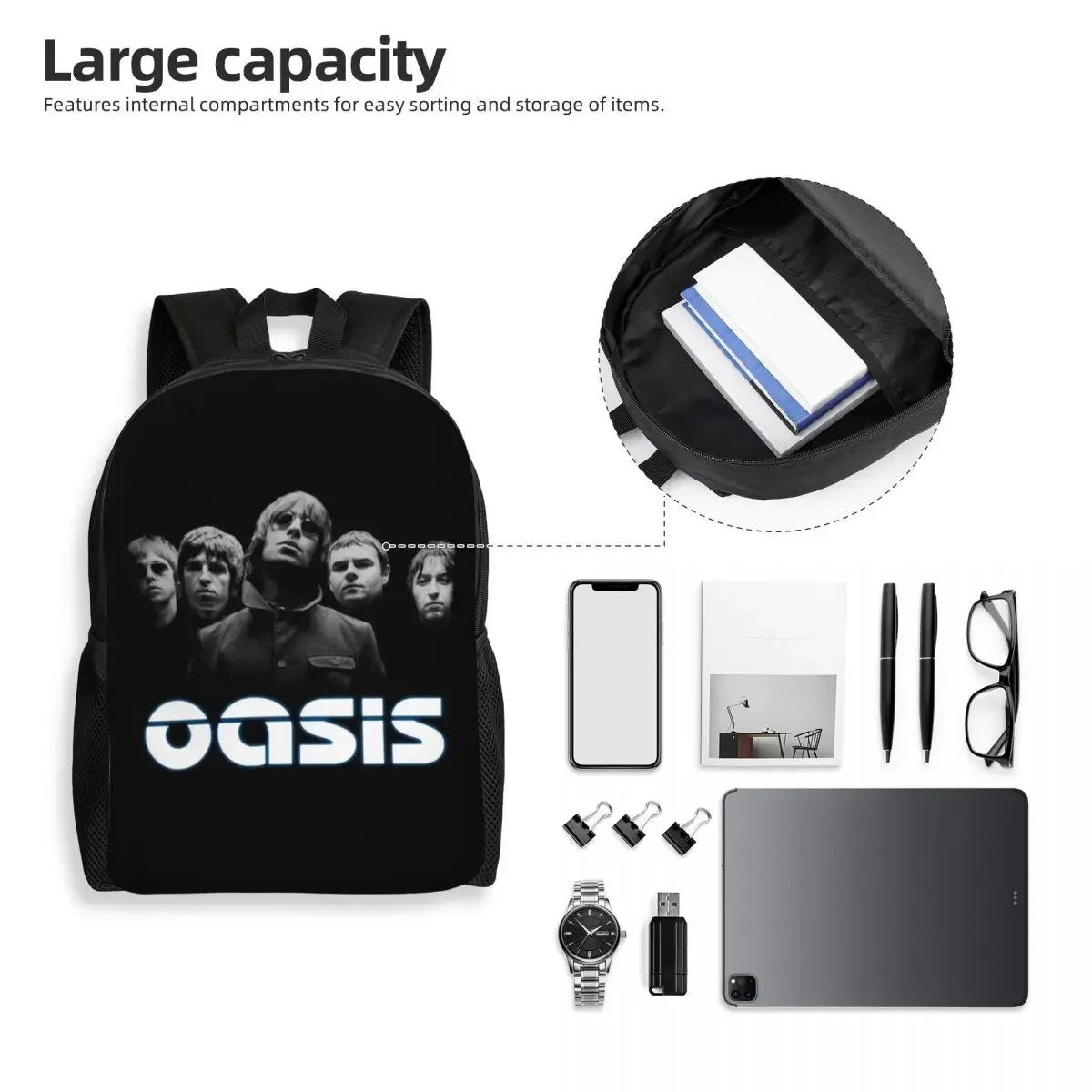 Custom 3D Print Oasis S Band Backpack for Boys Girls College School Travel Bags Women Men Bookbag Fits 15 Inch Laptop