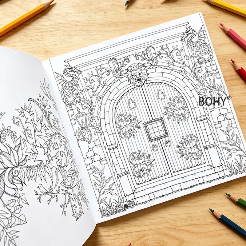 1 Large-sized Secret Garden Art Graffiti Album, Include 24 Pages of Theme Drafts, Adults Can Relieve Emotions/heal By Coloring
