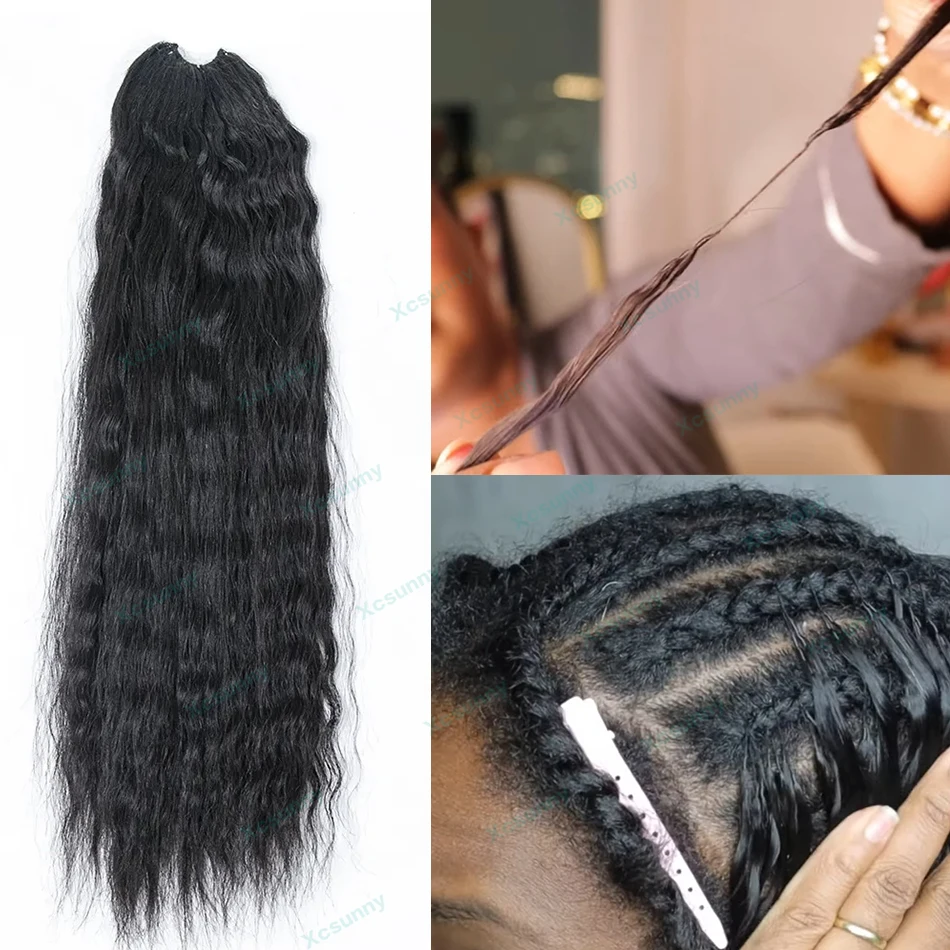 Wet and Wavy Crochet Human Hair Extensions Knotless Pre Separated Crochet Human Hair Bundles With String In The Middle Braid