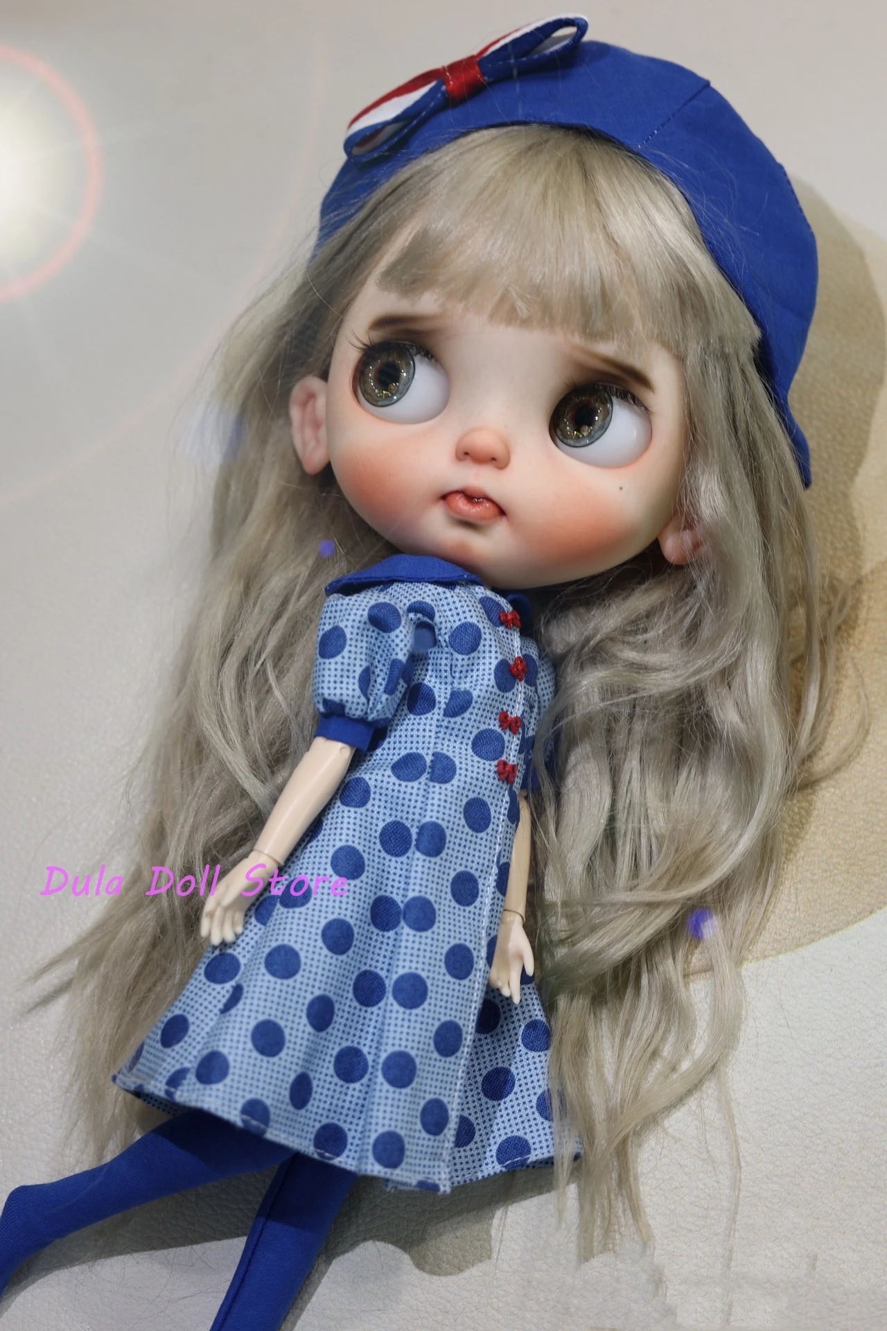 Dula Doll Clothes Dress Klein blue polka dots skirt Blythe ob24 ob22 Azone Licca ICY JerryB 1/6 Bjd Doll Accessories