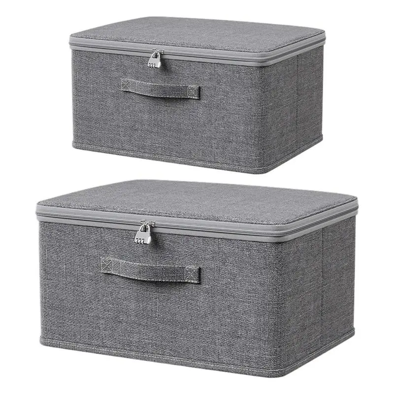 Clothing Storage Box with Cipher Lock Travel Trunk Foldable Portable Dustproof Large Capacity Quilts Clothes Organizer Case
