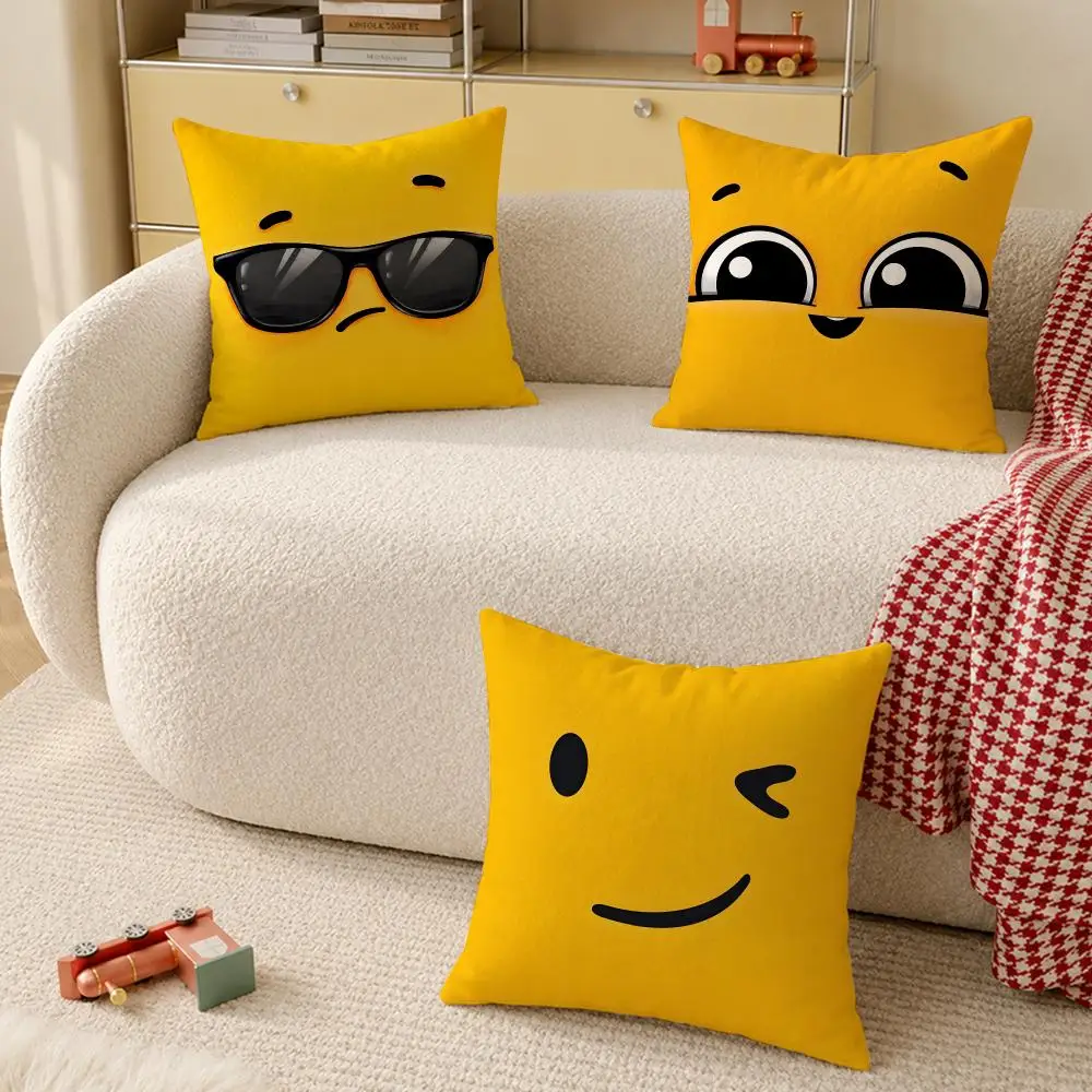 Cute funny emotional expressions Cushion Cover Pillow Cover Decorative Throw Couch Home Decor for Living Room Sofa
