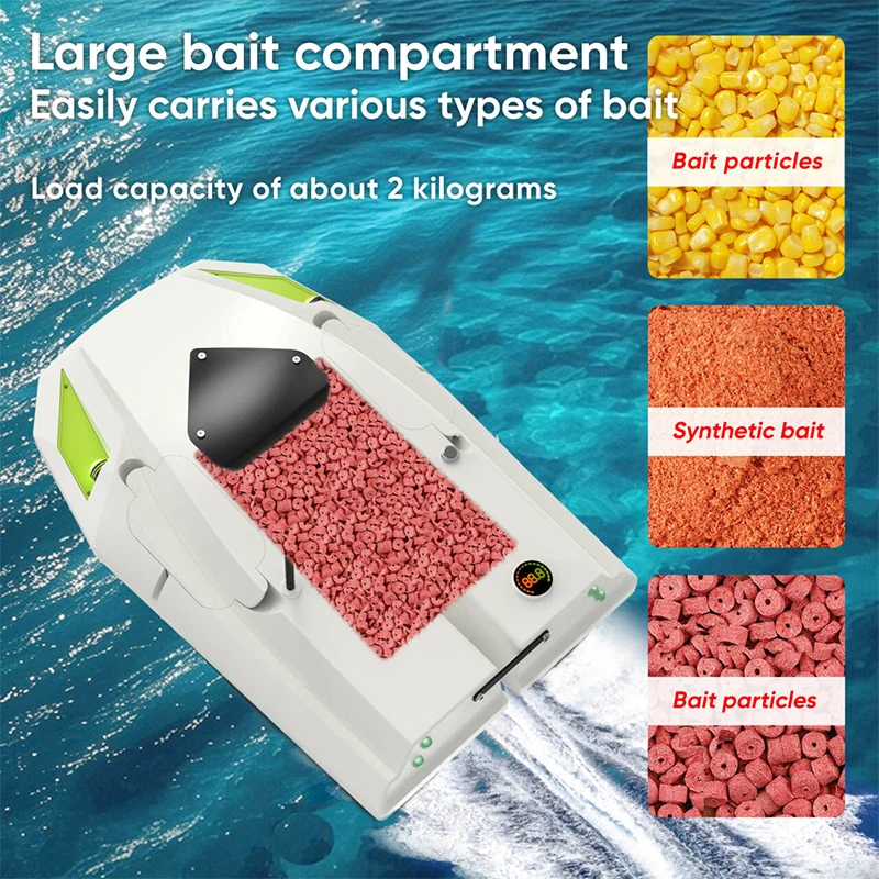 New 12V RC Bait Boat 500m  Load 2kg Cruise Control One Click Nesting Trawl Unhooking 3-speed Adjustable Speed Night Fishing Boat