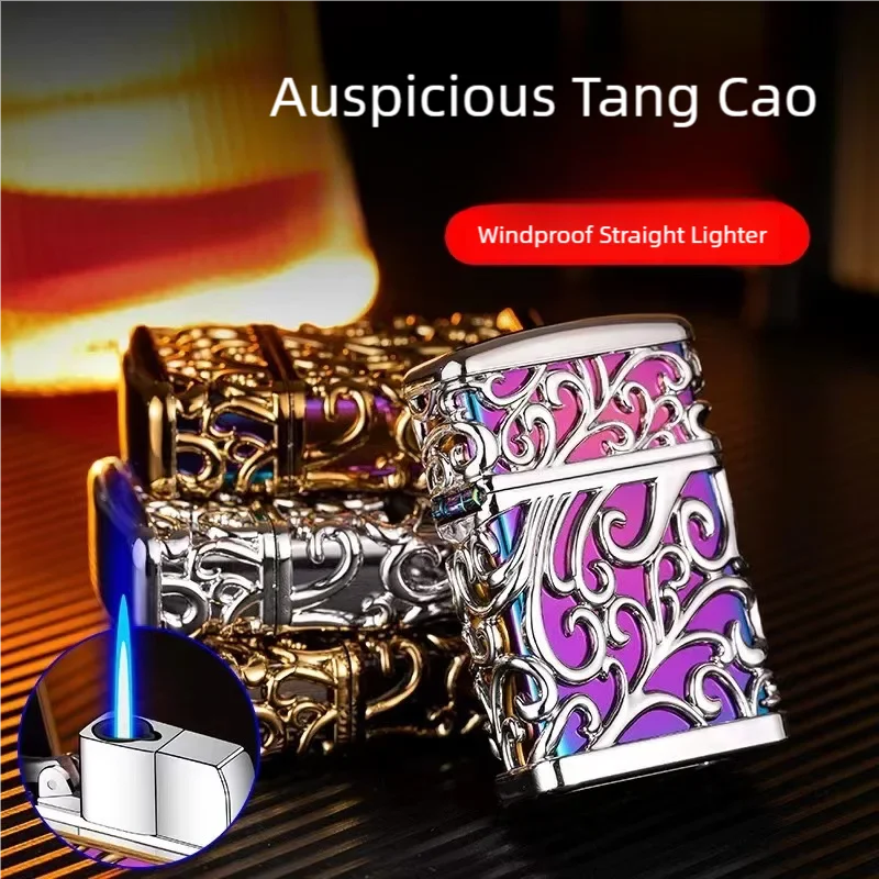 Rich Tang Grass Direct Retro Lighter Men's Gift Lighter Inflatable and Enduring Point Moxibustion Cigar Lighter