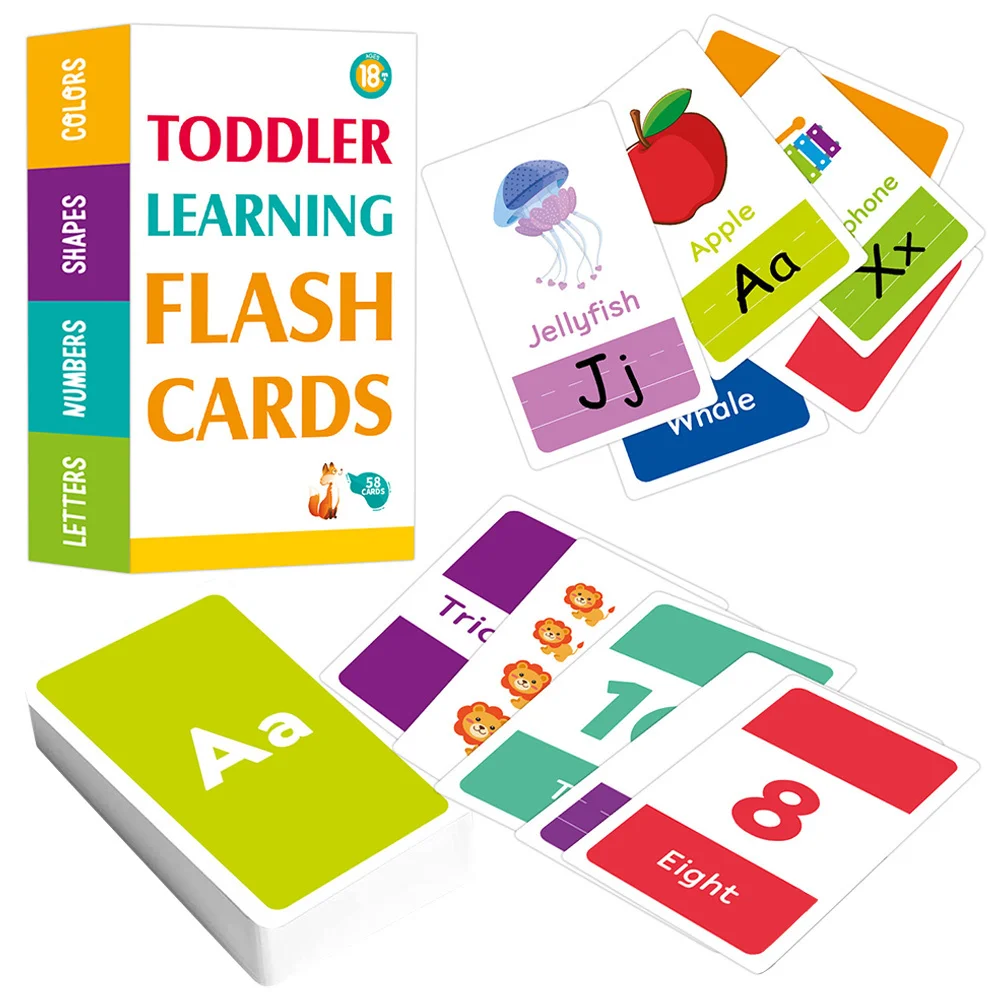 58 fogli Schede flash per l'educazione precoce Apprendimento sensoriale Giocattoli per bambini domestici Sviluppo cognitivo educativo Bambini