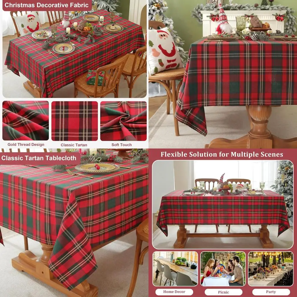

Cotton Buffalo Plaid Tablecloth, 60x75, Washable & Wrinkle-Free, Ideal for Picnics & Kitchen, Seats 4-6