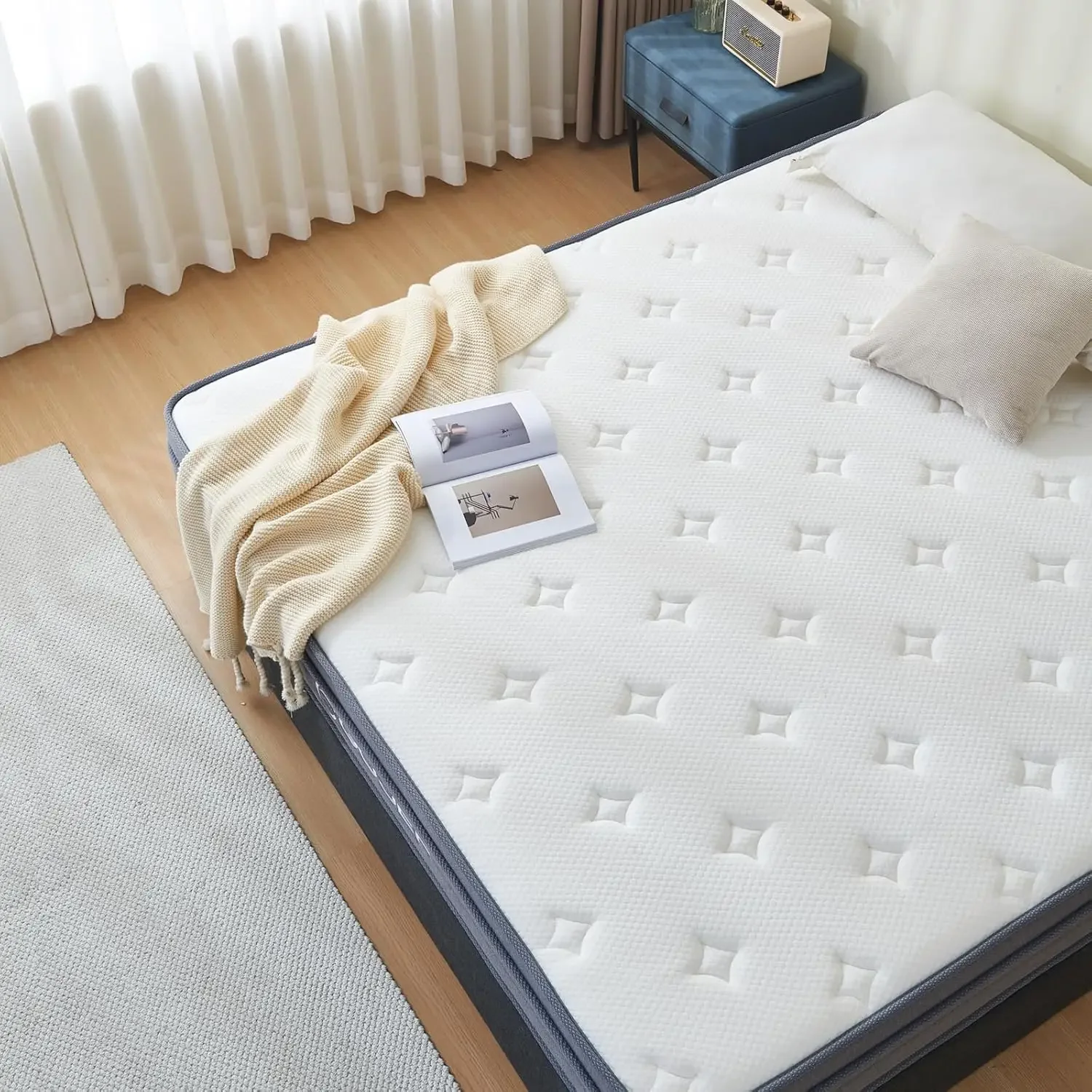 Hybrid Mattress in A Box with Independent Spring, Soft and Comfortable, Pressure Relief, Medium, Multiple Choices