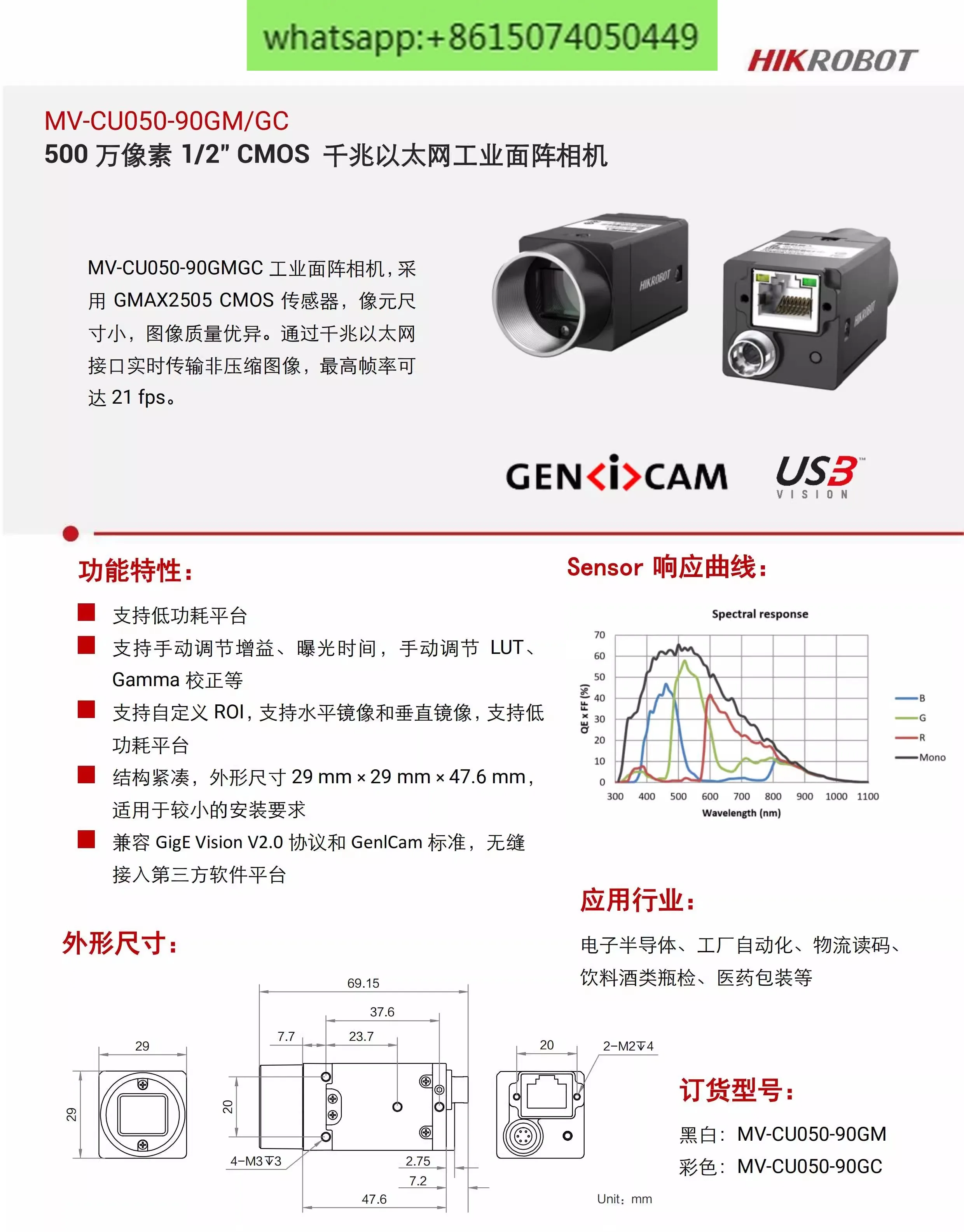 MV-CU050-90GM/GC 5 million 1/2 