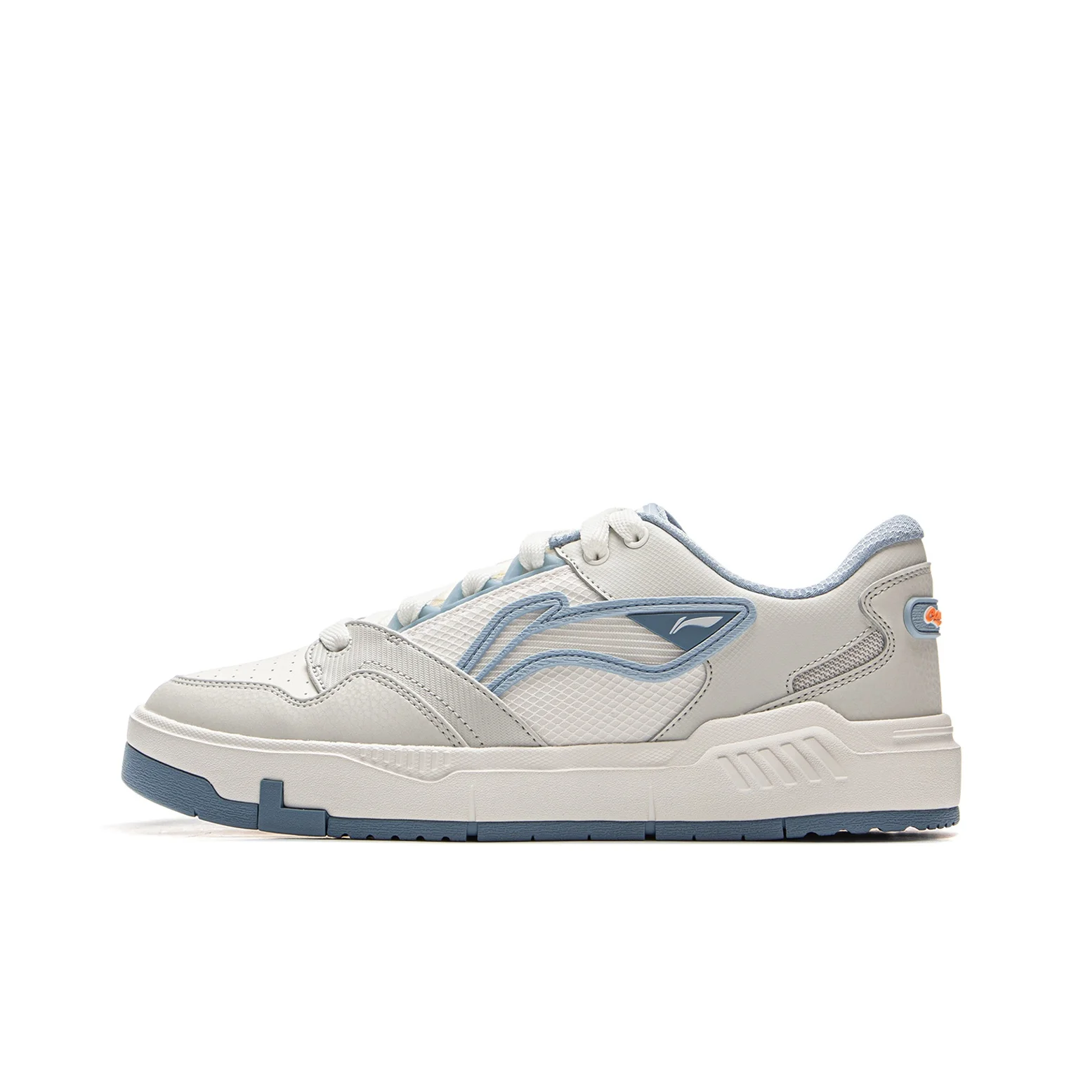 Li Ning COMMOM 80s Slip Resistant Abrasion Resistant Low top Skateboard Shoes Men's White Gray Blue AGCV051-2