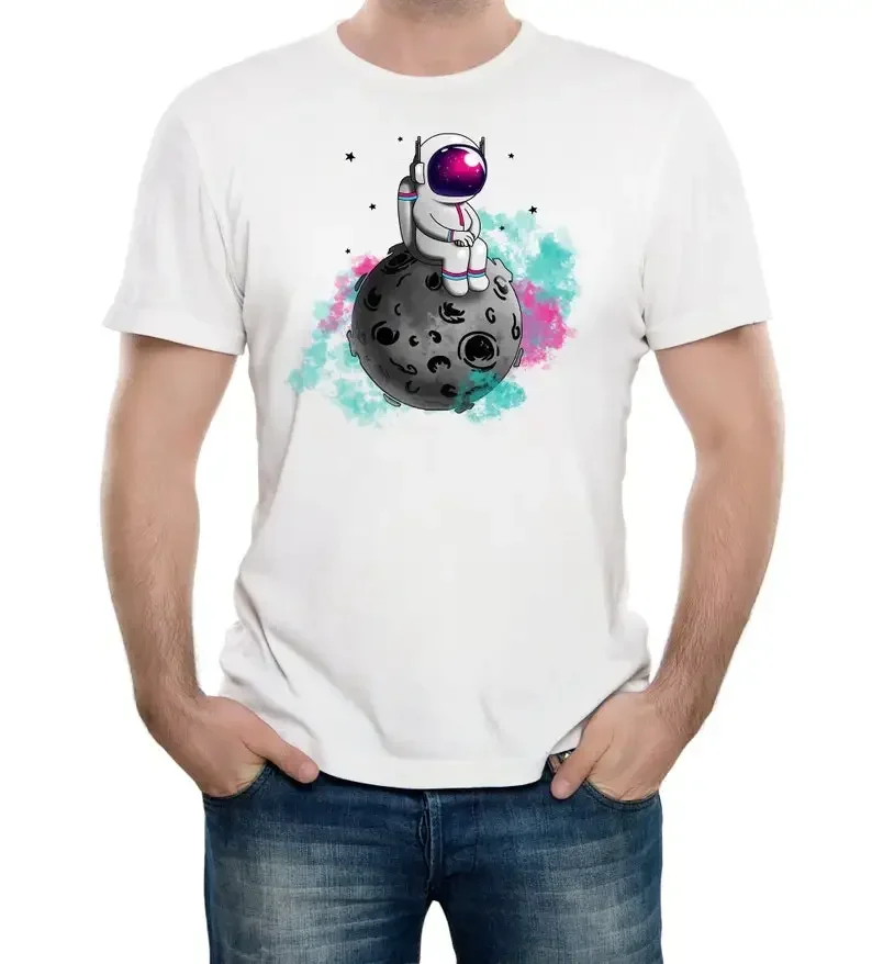 Reality Glitch Spaceman Moon Mens T-Shirt