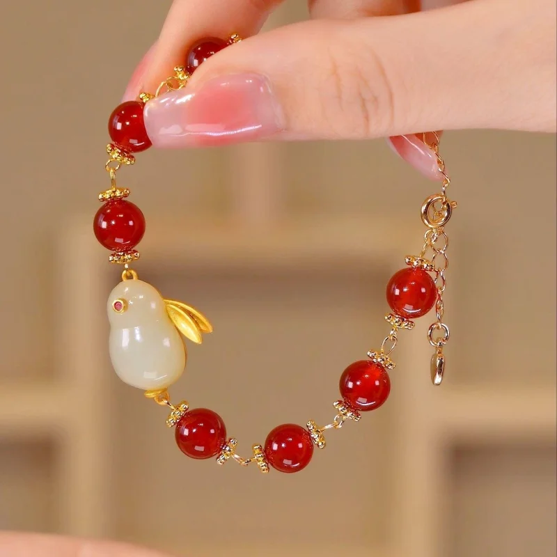 Newest Luxury Vintage Fade Imitation Hetian Jade Beaded Bracelet Elegant Temperament Party Wedding Fashion Jewelry for WomenGift