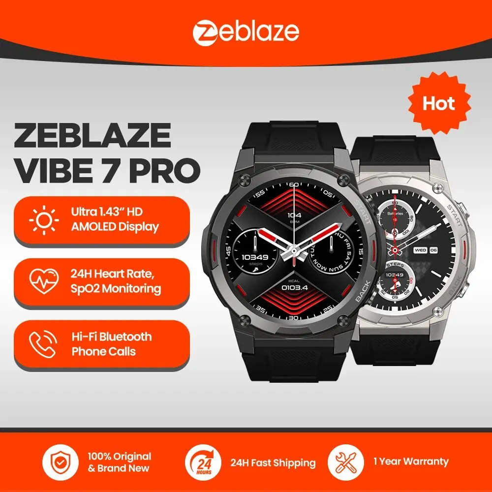 Zeblaze vibe 7 pro音声通話スマートウォッチ1.43インチamoledディスプレイhi fi電話は男性のためのタフネススポーツスマートウォッチを呼び出します