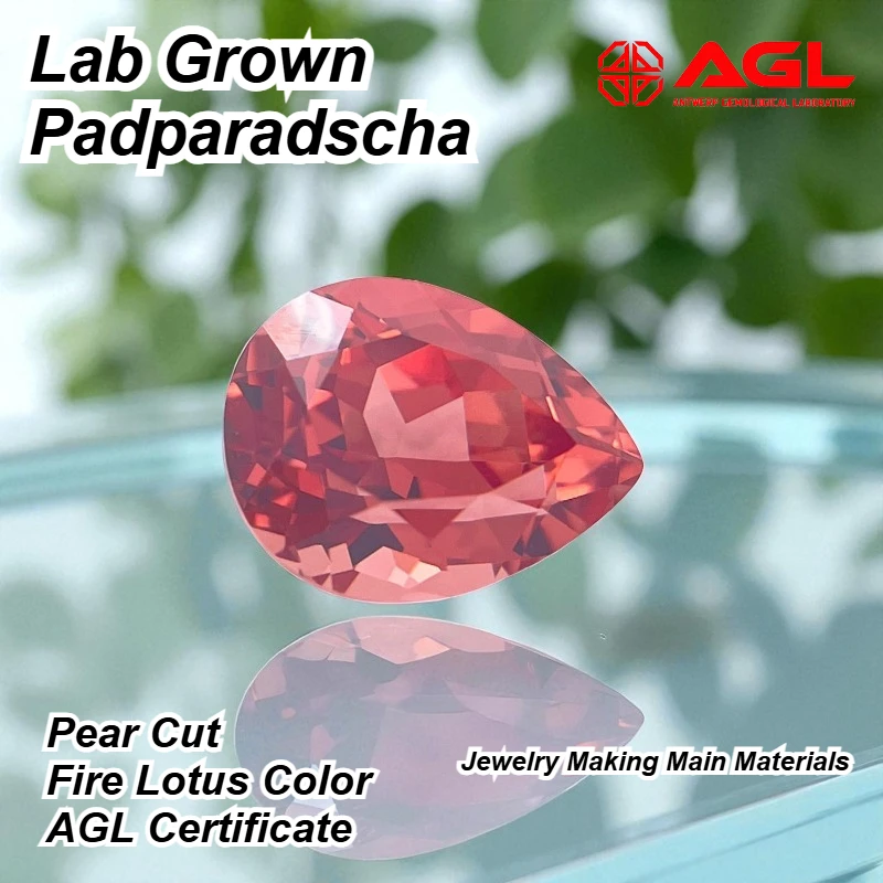 

Высококачественные лабораторные подвески Padparadscha грушевидной огранки цвета лотоса, изготовление ювелирных изделий, основные материалы на выбор, сертификат AGL