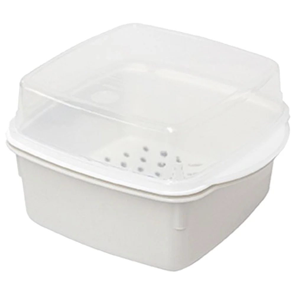 

Baby Steamer Microwave Vegetable Box Kitchen Steamed Container Household Food Holder White for Heating