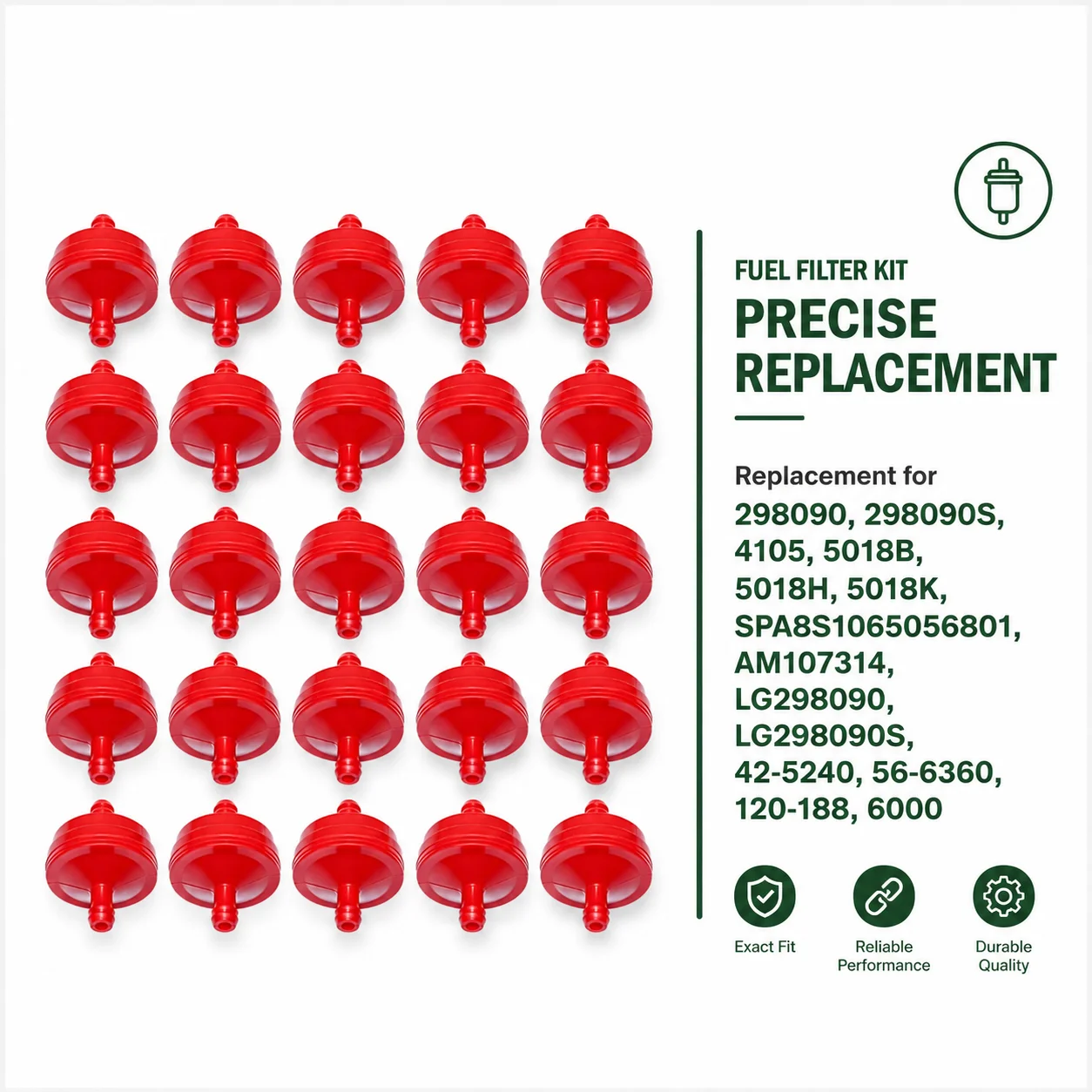 20Pcs Fuel Filter Replace AM107314 42-5240 SPA8S1065056801 120-188 6000 for John Deere Toro Rotary Mower Parts Fits 1/4