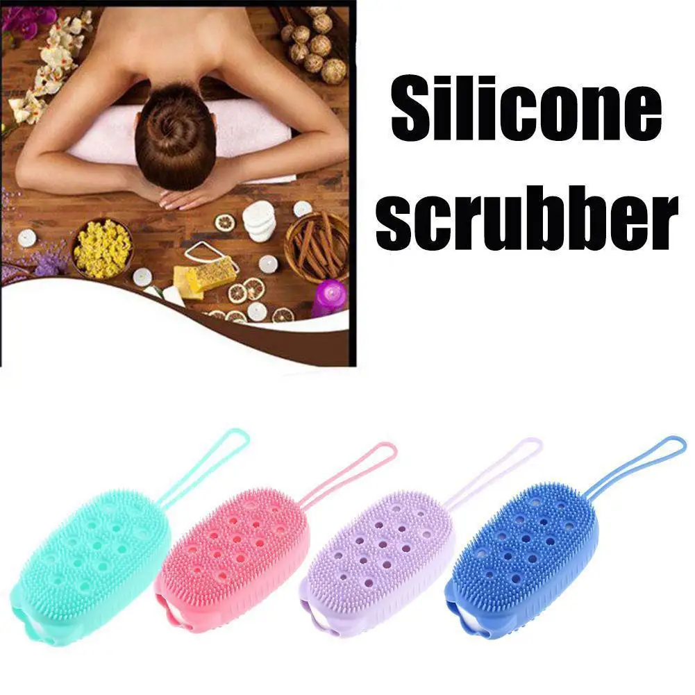 Silicone Body Scrubber Bath Exfoliating Scrub Sponge Skin Bathing Cleaner Dead Remover Shower Brush Tools Skin Care Exfolia B3T3