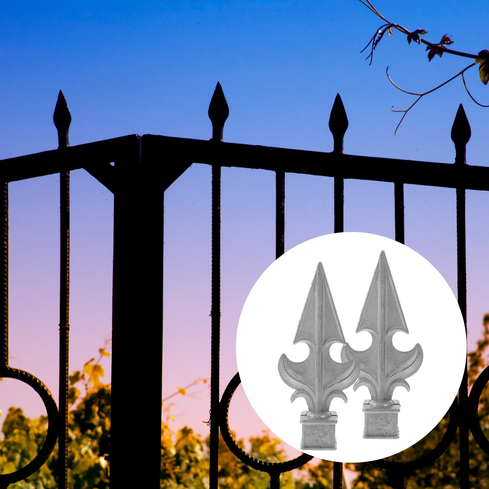 

4 Pcs Metal Cast Aluminum Fence Head Durable Sturdy Decorations Yard Garden Lawn Fences Posts Finials Topper Flags