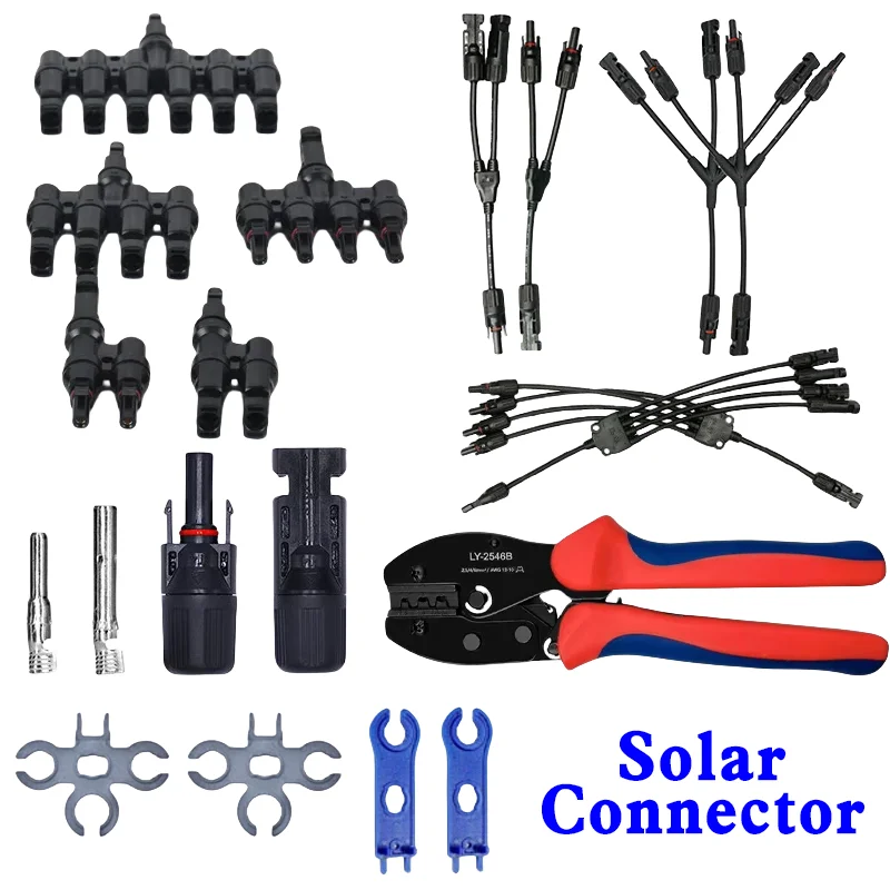 1/5/20 Set Photovoltaic Solar PV Connector Y Type T Type 30A 1000V 3 4 5 6 7 Way Branch Connector Kit for PV/MC Cable 2.5/4/6mm²