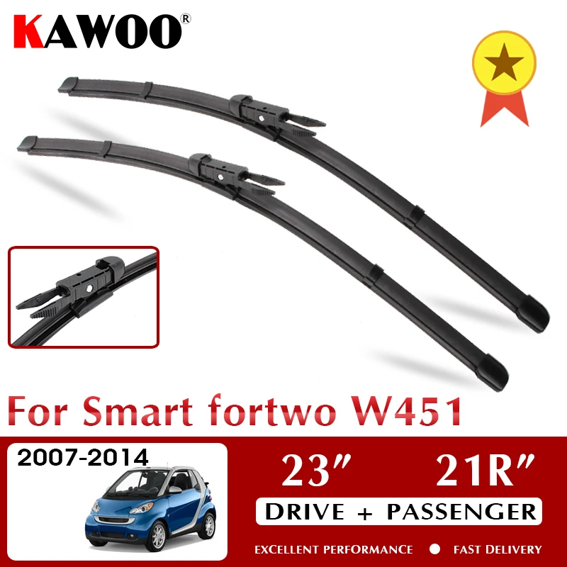 

KAWOO Wiper Car Wiper Blades For Smart fortwo W451 2007-2014 Windshield Windscreen Front Window Accessories 23"+21R" LHDRHD