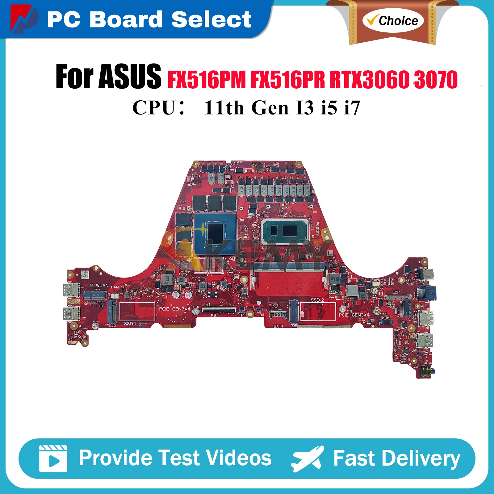 

FX516PR Laptop Motherboard For ASUS TUF Gaming FX516PM FX516P FX516PR Mainboard With 11th Gen I3 i5 i7 100% tests OK fast ship