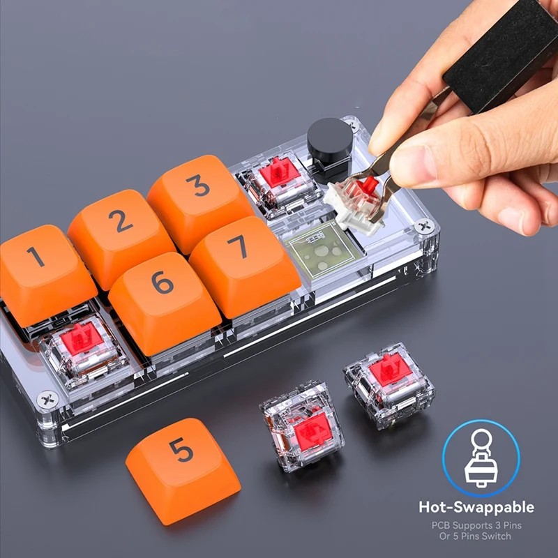 MKESPN RGB برمجة لوحة المفاتيح الميكانيكية المخصصة وماوس الألعاب كومبو 8 مفتاح نسخ لصق زر صغير جزء ل Photoshop Hotswap