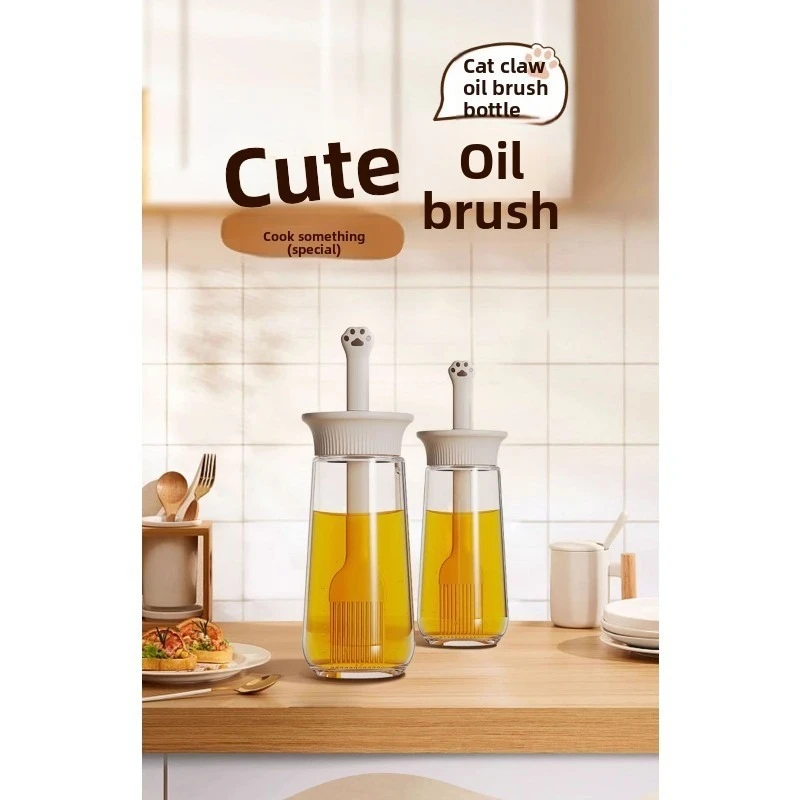 Integrated Oil Brush Bottle, Food Grade Silicone, High Temperature Resistant, Kitchen Baking BBQ Tool