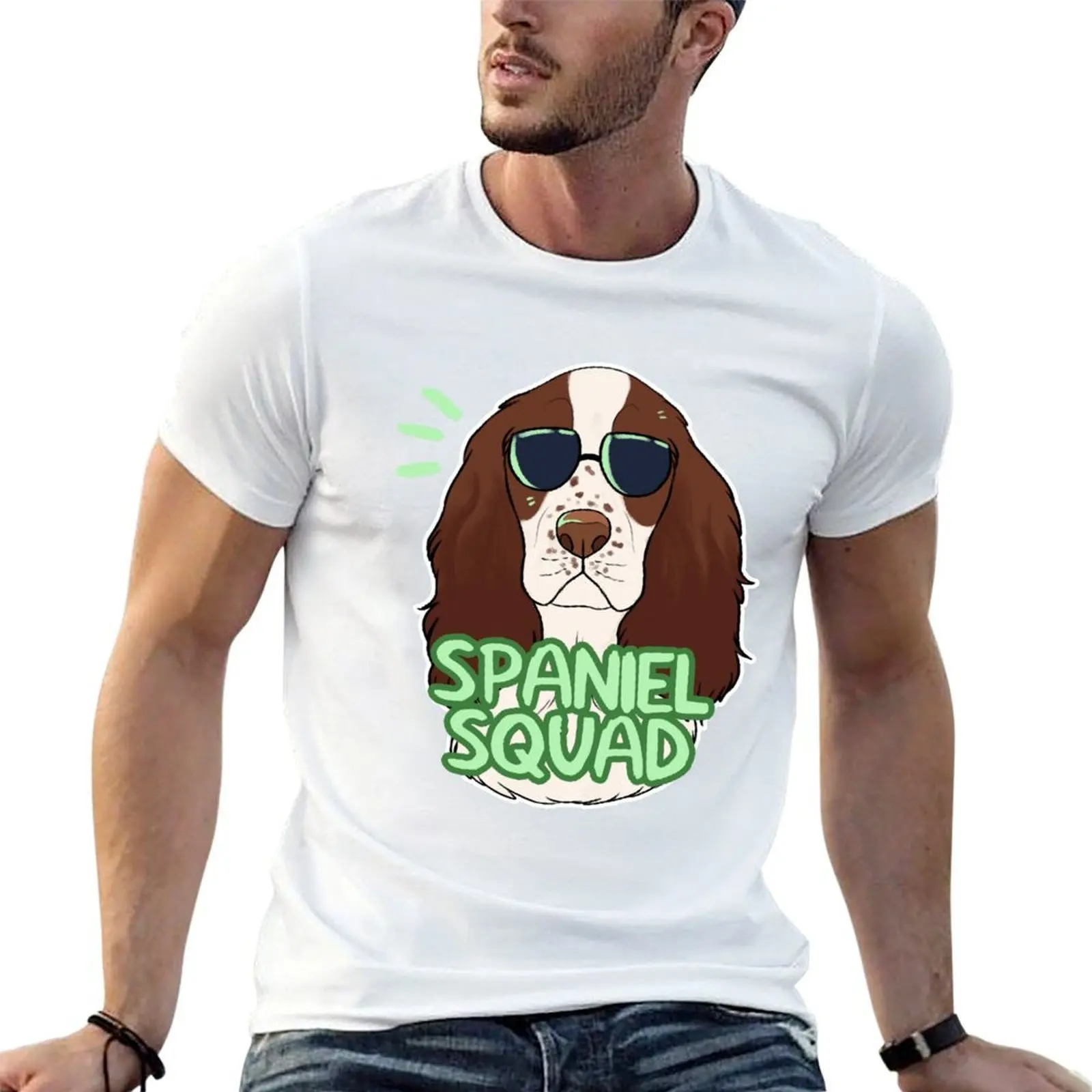 SPANIEL SQUAD (liver and white) T-Shirt tops summer shirt men tshirt