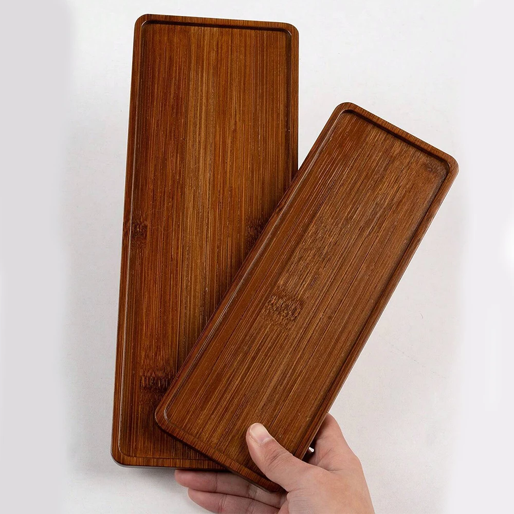 Bamboo Serving Tray Rectangular Wooden Tray Plate Coffee Tea Snack Food Tray Bread Board Storage Plate