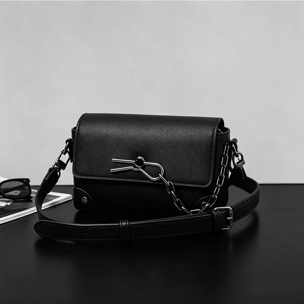 Modische Ketten-Umhängetaschen für Herren Kleine Quadratische Crossbody-Tasche Herren Schulter-Messenger-Taschen Klappentasche Geldbörse Männlich 2026 Neu – Detail 2