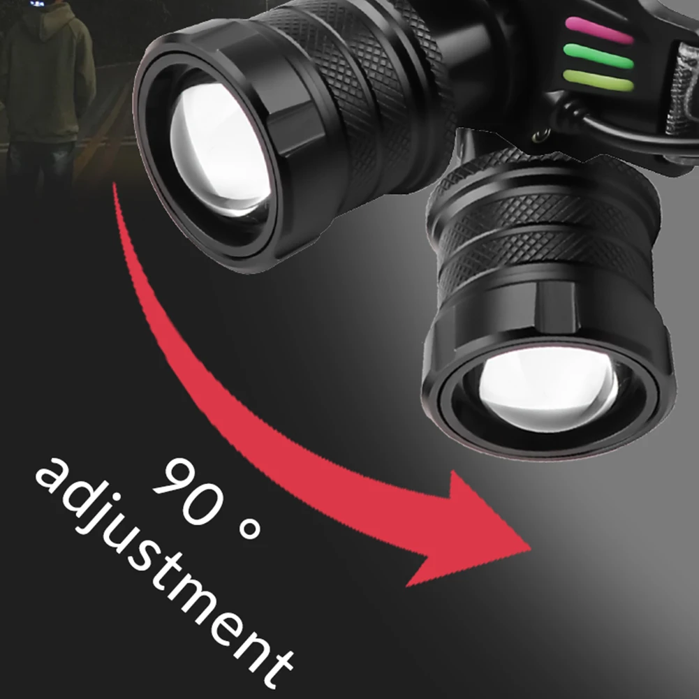 30W LED ไฟหน้า Super Bright Motion Sensor ไฟฉายกลางแจ้งจอแสดงผลไฟฉายไฟหน้าที่มีประสิทธิภาพสําหรับเดินป่าตกปลา
