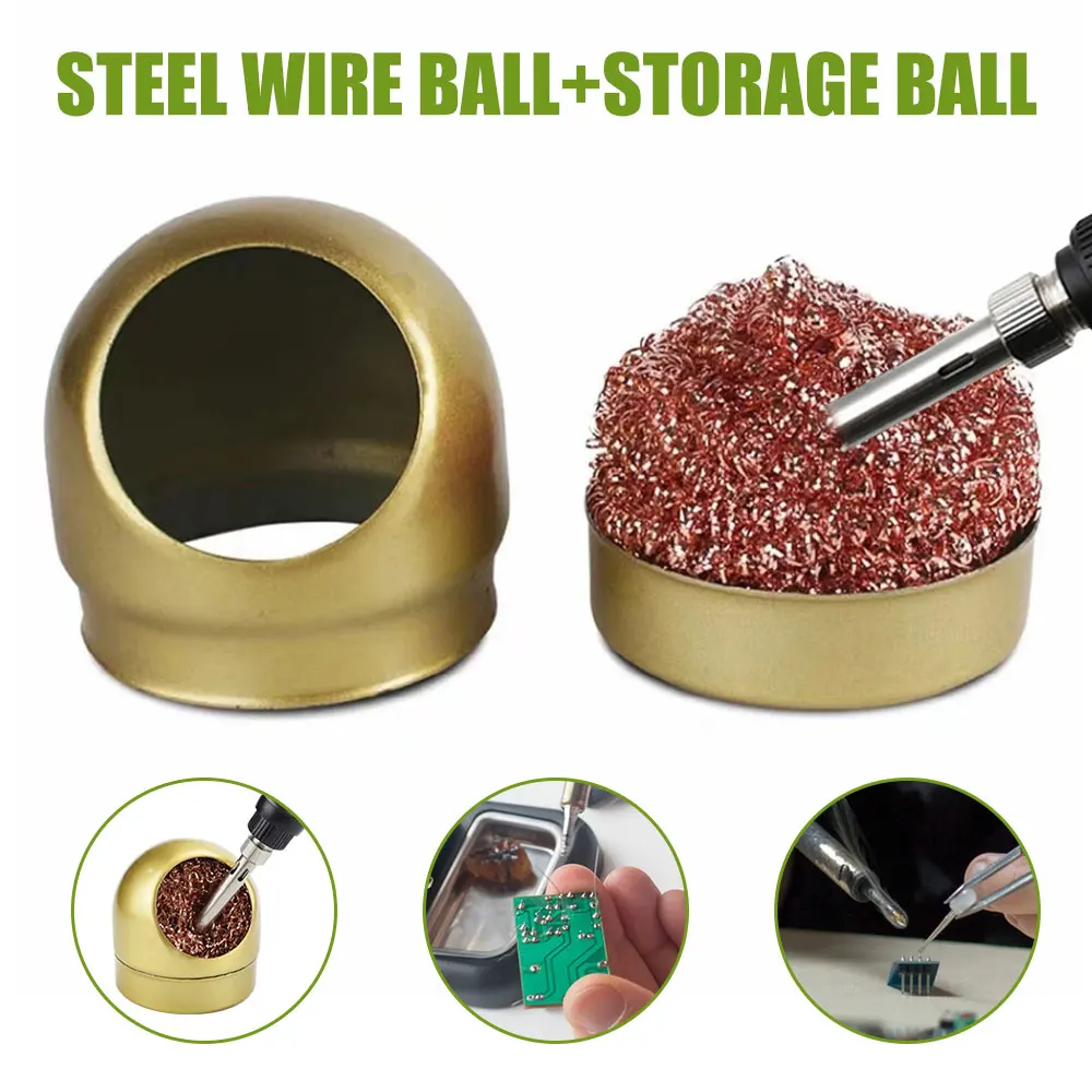 Welding Soldering Solder Iron Cleaning Solder Ball Repair Tool Soldering Iron Tips Cleaner Wire Brush with Stand Holder Set