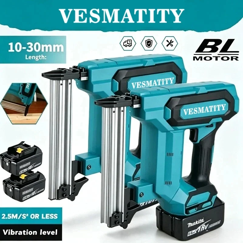Straight Nails Staple Gun,Cordless Electric Impact Nail Gun Woodworking Construction Tools For Makita 18V 20V Battery Pin
