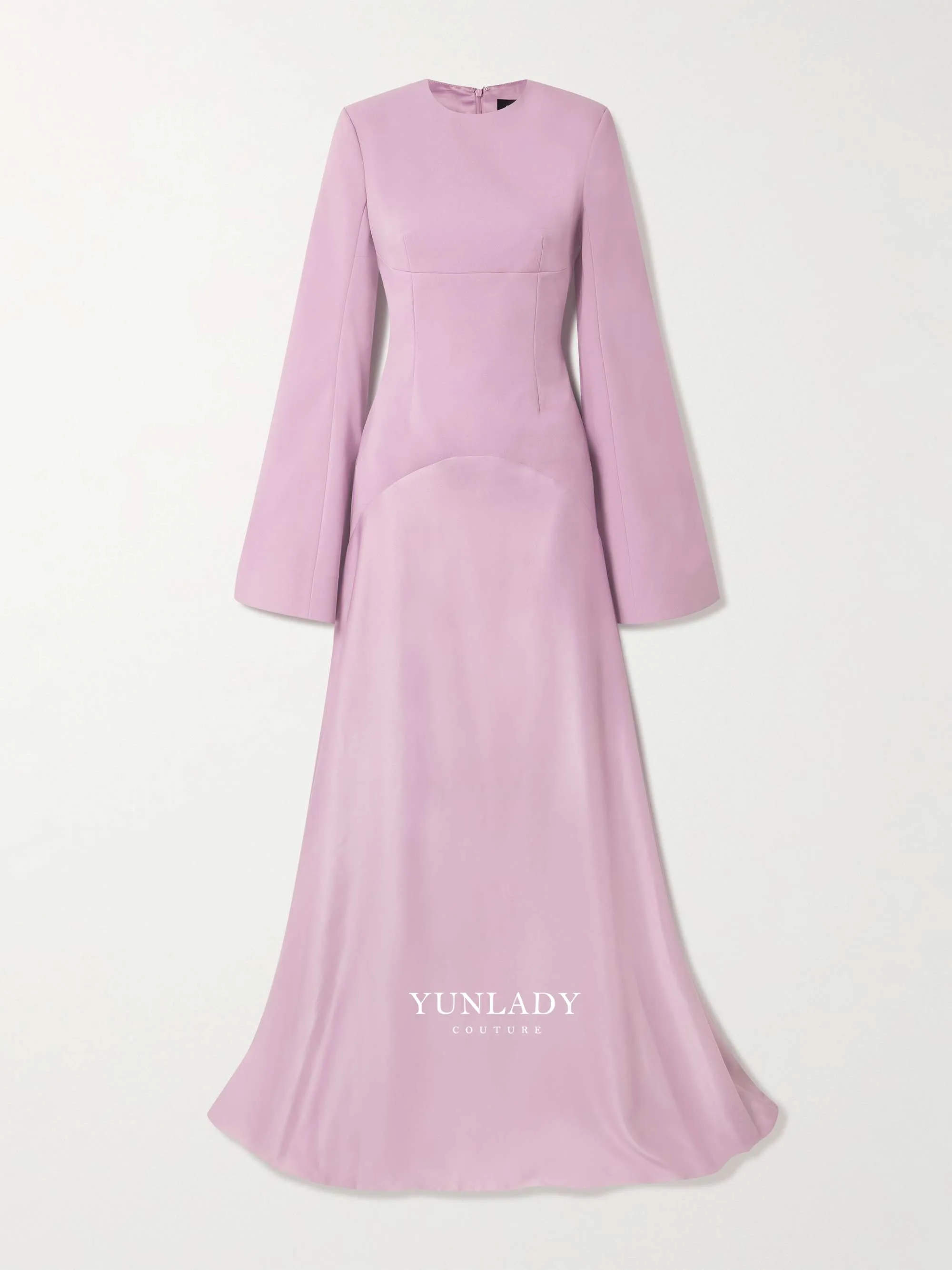YUNLAN Gorgeous Dubai Women's Purple Mermaid Satin Evening Gown 2025 Saudi Arabia Wedding Party Guest Bell Sleeve Dress