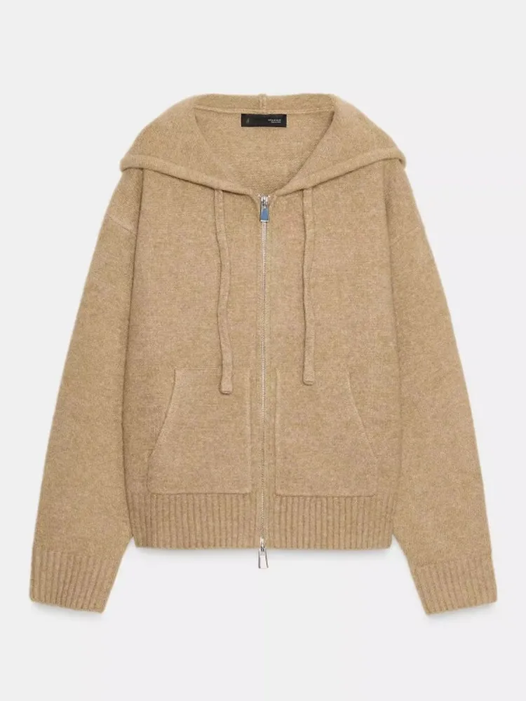 الحلو كسول Sle خمر فضفاض سترة مشغولة من الصوف هوديي المرأة الجديدة الخريف 2025 Faion لينة متوسطة النايلون عادية طويلة Sve