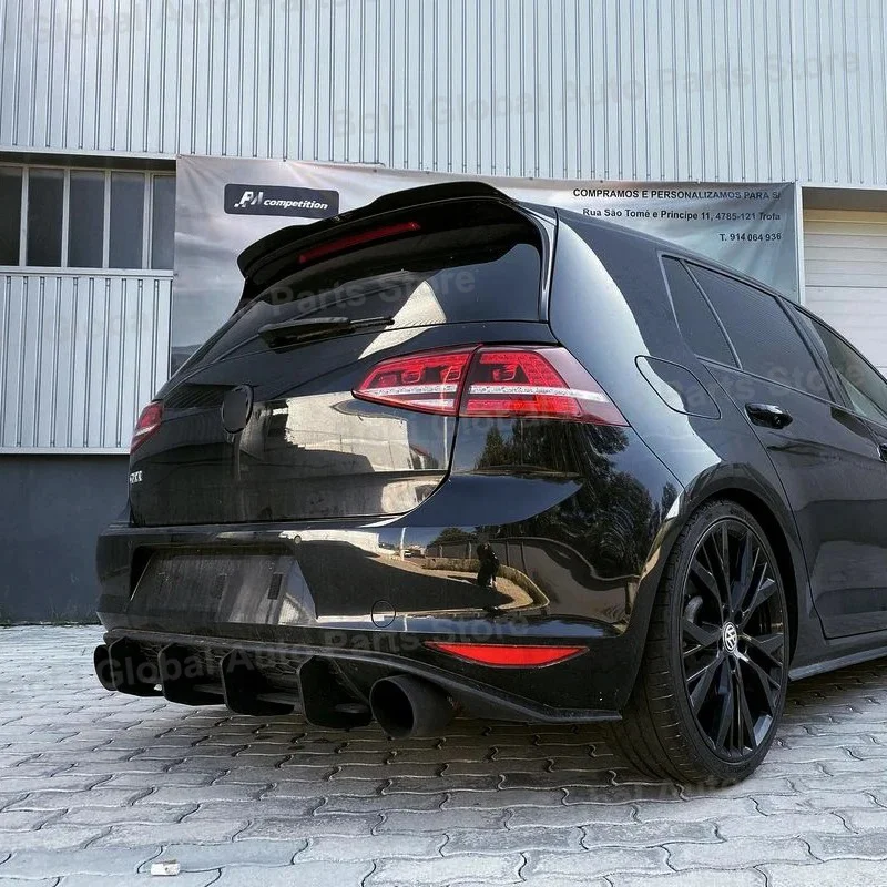 Tylny zderzak samochodowy 4 płetwy Dyfuzor Tylne boczne rozdzielacze Spoiler Warga Do VW Volkswagen Golf 7 VII MK7 GTI 2013-2016 Czarny ABS