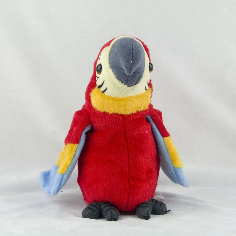 23cm Mówiący Papuga Ara Powtarza To, Co Mówisz Pluszowa Zabawka Elektroniczny Rejestrator Animowany Ptak Mówiący Papuga Pluszak Zwierzę