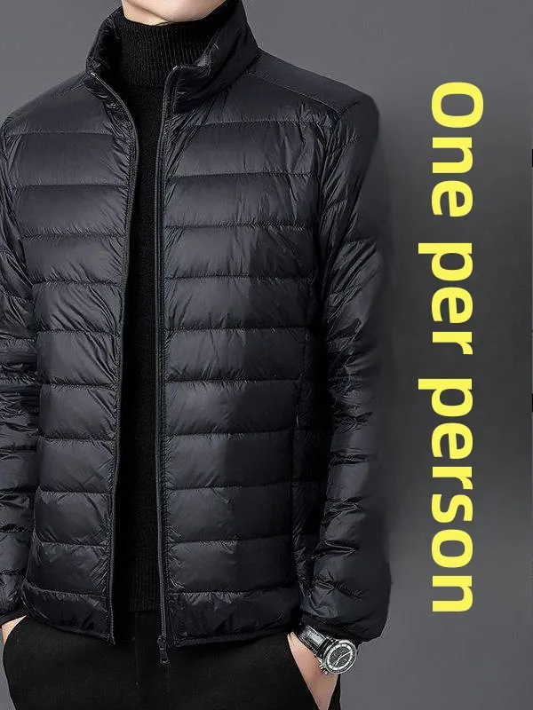 

Легкое хлопковое мужское осенне-зимнее повседневное пуховое хлопковое пальто с воротником-стойкой и капюшоном, тонкое теплое пальто больших размеров