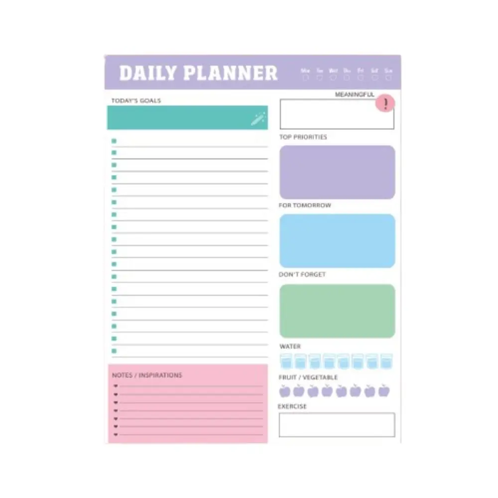 

60 Sheets To Do List Notepad Easy Tear-off Weekly Planner A5 Agenda Planner Time Schedule Self-Disciplined Schedules Journal