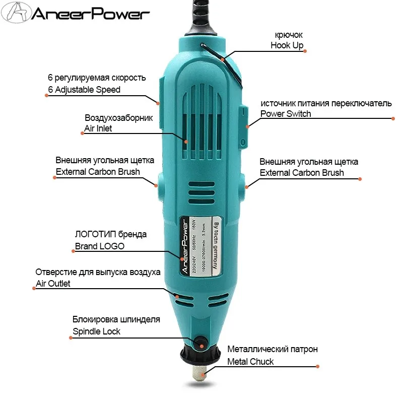 180W Mini Electric Drill 6Variable Speed Dremel Engraver Rotary Tool Polishing Machine Power Tool Engraving Pen With Accessories