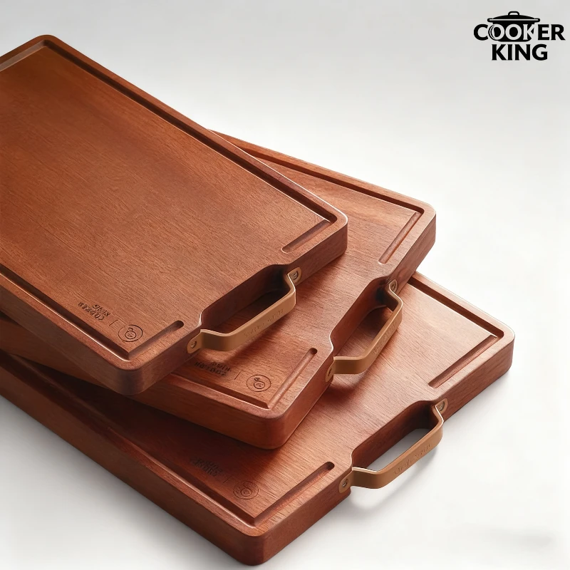 

COOKER KING Solid wood cutting board household ebony cutting board with whetstone can stand up panel mildew proof can be hung