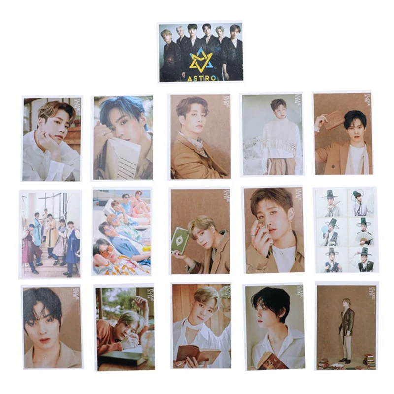 16pcs/set Kpop ASTRO Members New Album Official self Made LOMO Card BLUE FLAME Card Photocard Selfie Photo Card Sticker