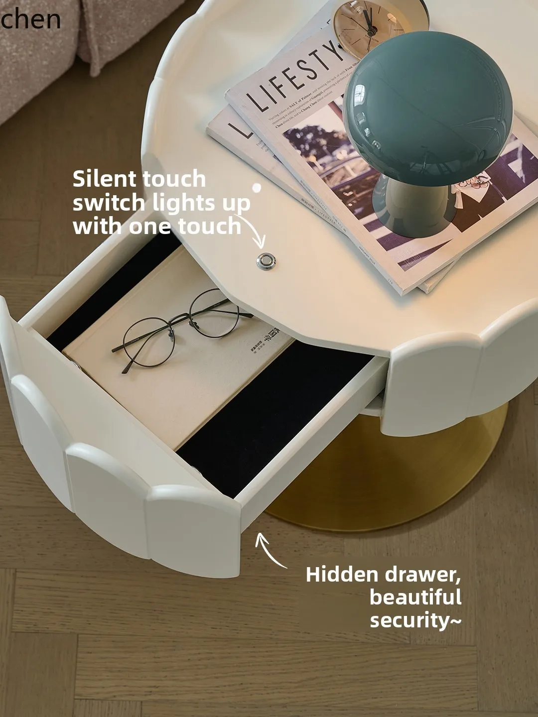 ZML bedside table touch flower storage bedside cabinet