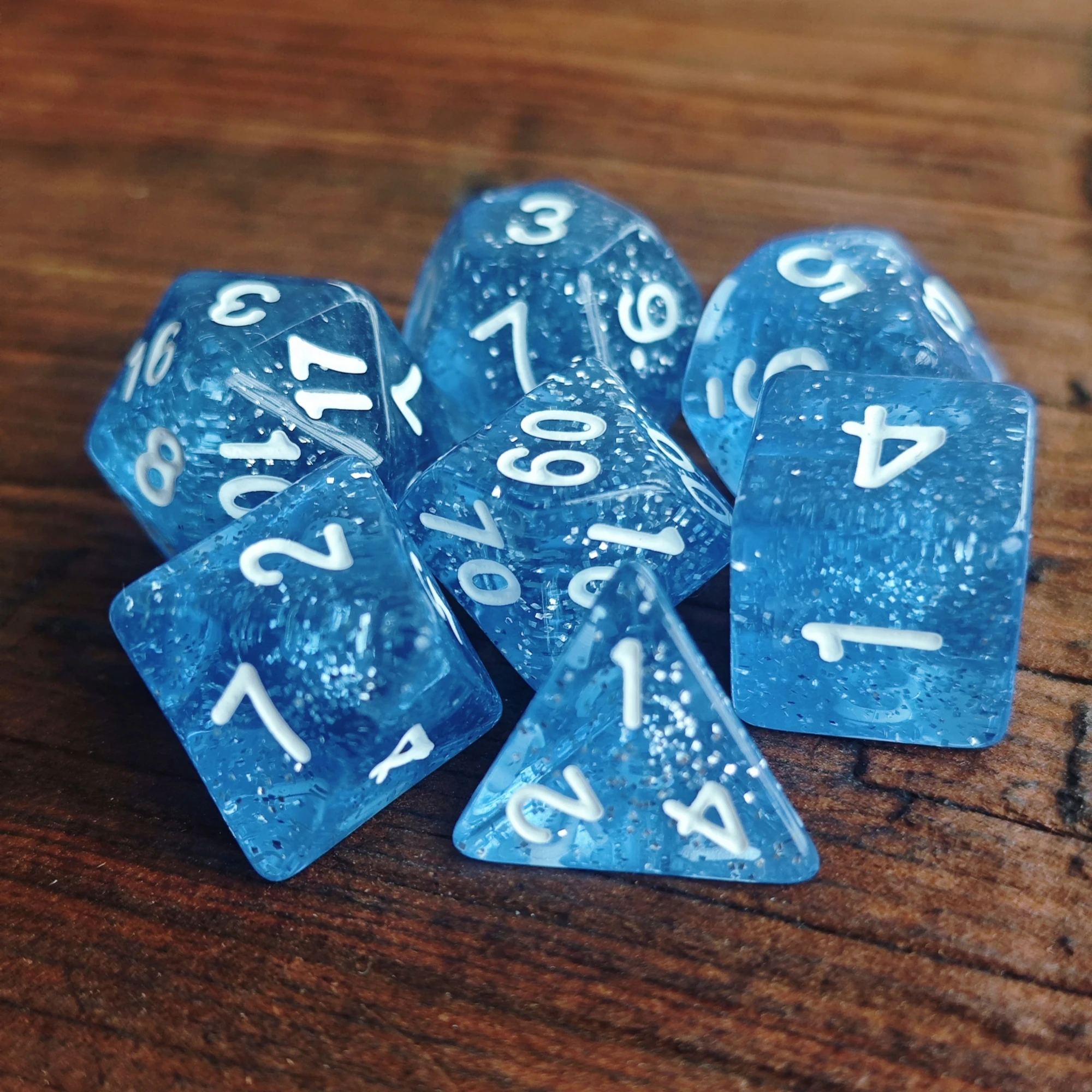 7Pcs/Set Blue Starry Sky Polyhedra Dice D&D COC Dice D4 D6 D8 D10 D% D12 D20 Table Games DND RPG