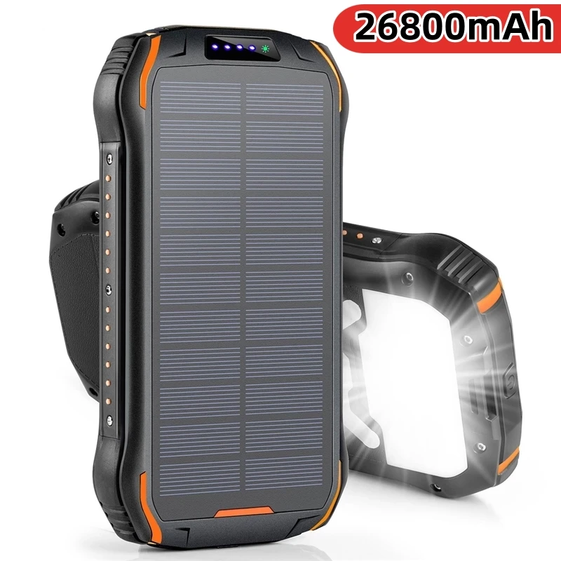 

26800mAh Solar Power Bank Dual USB Port Portable Solar Panel Fast Charging for iPhone 15 Samsung Xiaomi Powerbank Spare Battery