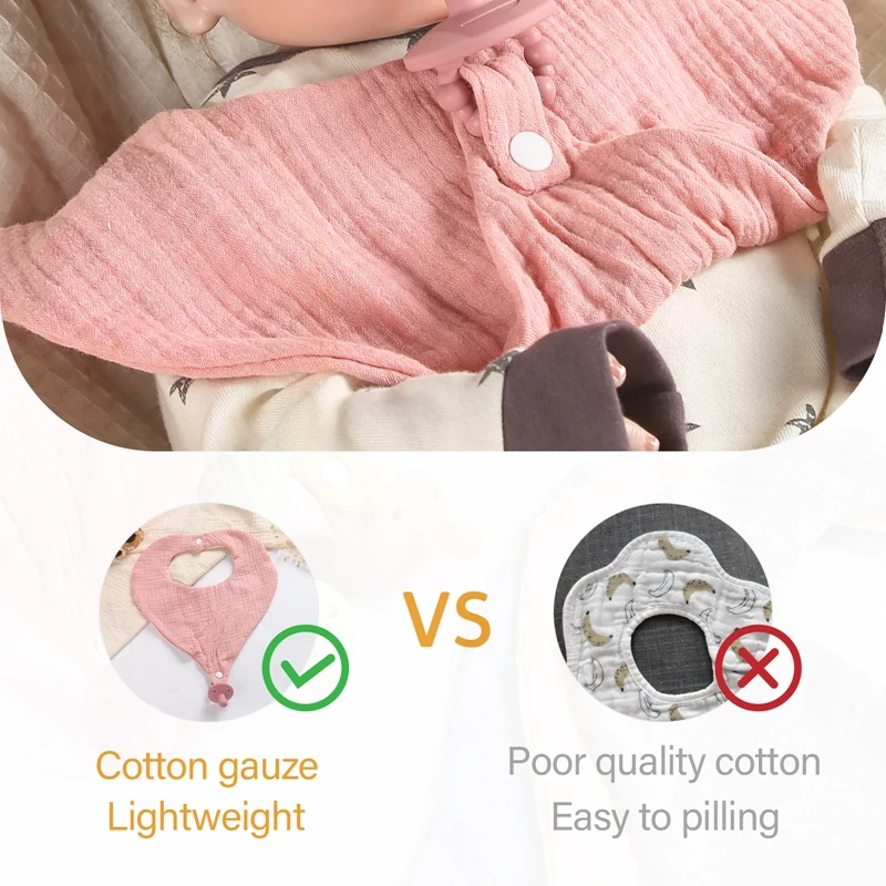 2pc Cotton Double-sided Baby Bibs With Silicone Pacifier BPA Free Triangle Scarf Baby Boys Girls Feeding Apron Baby Care Product