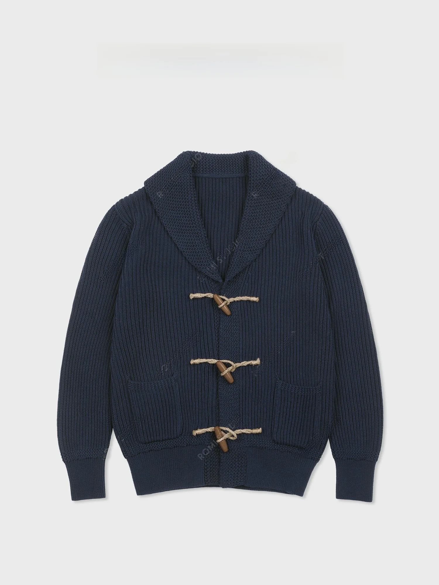 

Romi Studio Vintage Style Loose Knitted Open Cardigan Simple Chic Horn Button Design Cotton Women's Spring Fashion