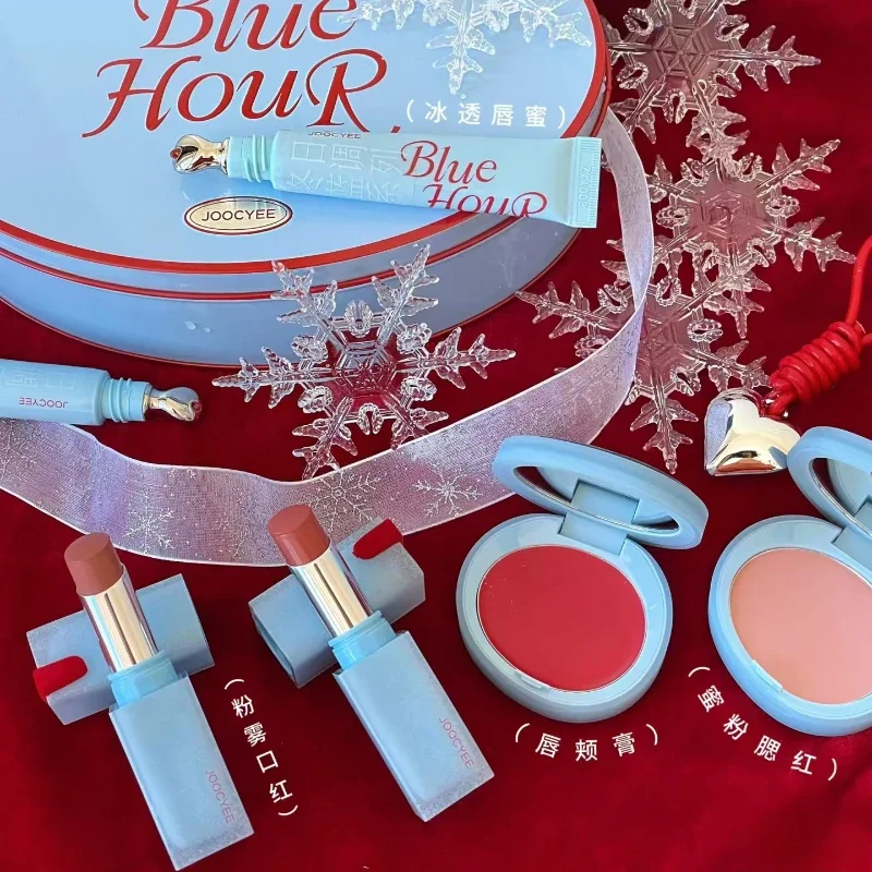 Joocyee Cosmetic Winter Blue Christmas Matte Solid Lip Glaze Hydrating Water Gloss Hydrating Applesauce Blush Longlasting Makeup